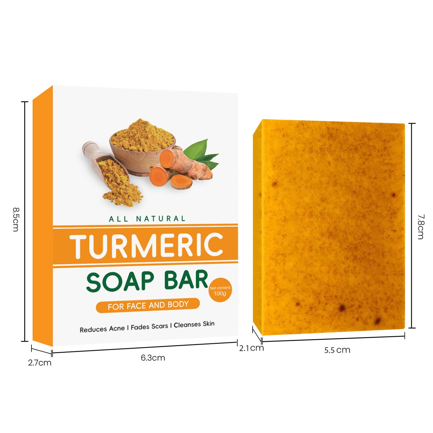 Natural Yellow Turmeric Soap Bars - Eco-Friendly, Biodegradable, Plastic-Free