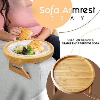 Bamboo Sofa Armrest Tray Table - Eco-Friendly, Durable, Multi-Use