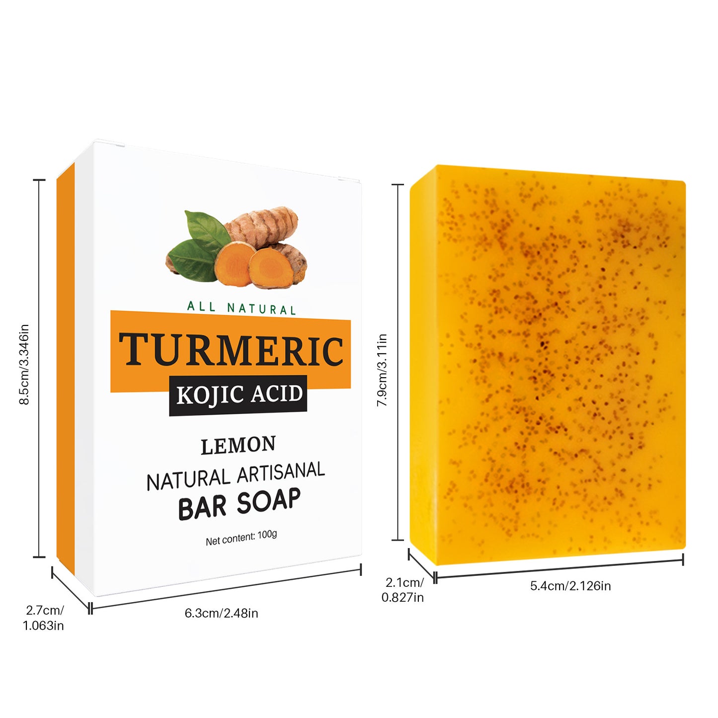 Natural Yellow Turmeric Soap Bars - Eco-Friendly, Biodegradable, Plastic-Free
