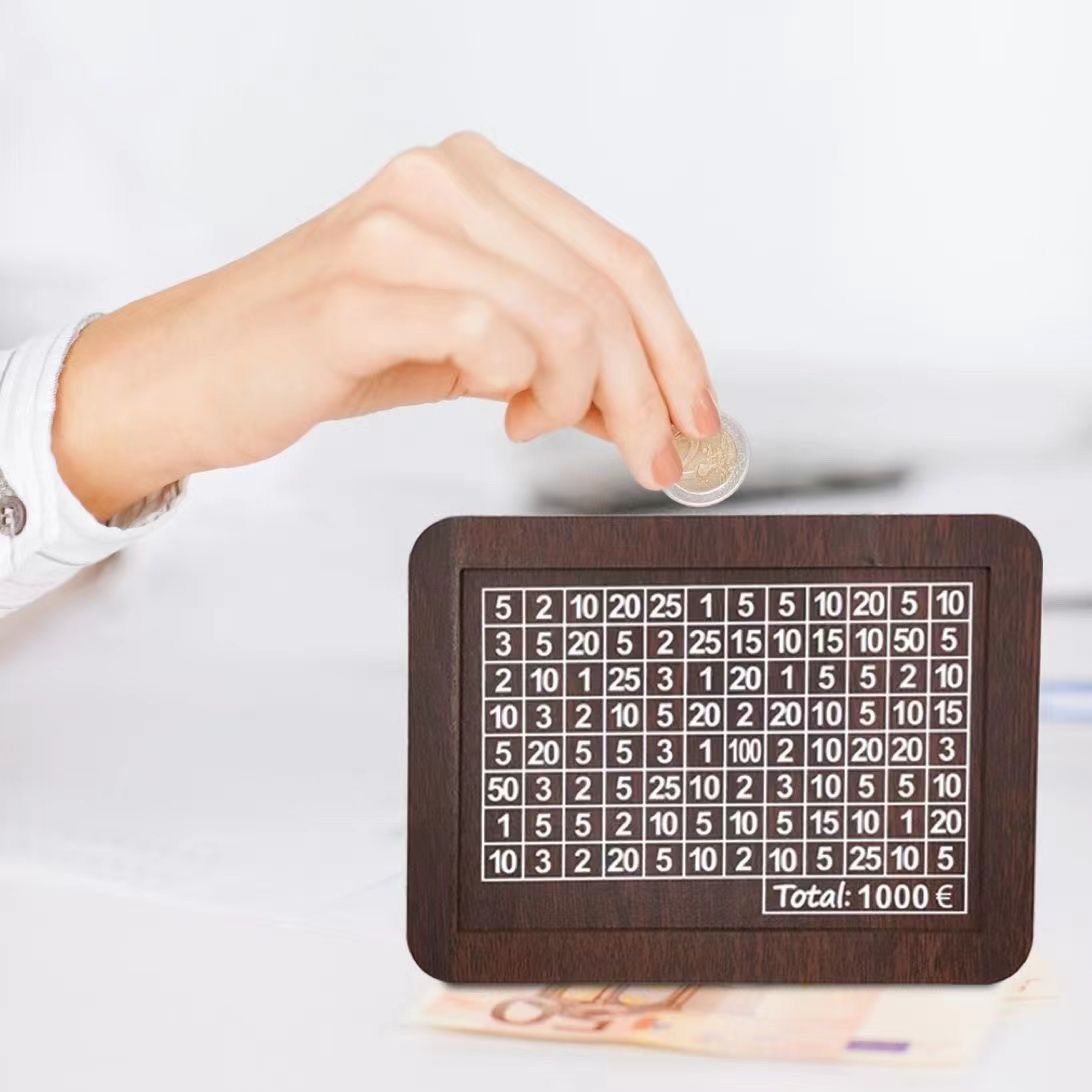 Eco-Friendly Digital Piggy Bank - Sustainable Wood Grain Savings Box
