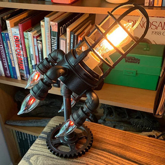 Vintage Rocket Lamp Steam Flame Light LED Table Offices Cool Rocket Night Light For Home Office Decoration Desktop Decor Gift