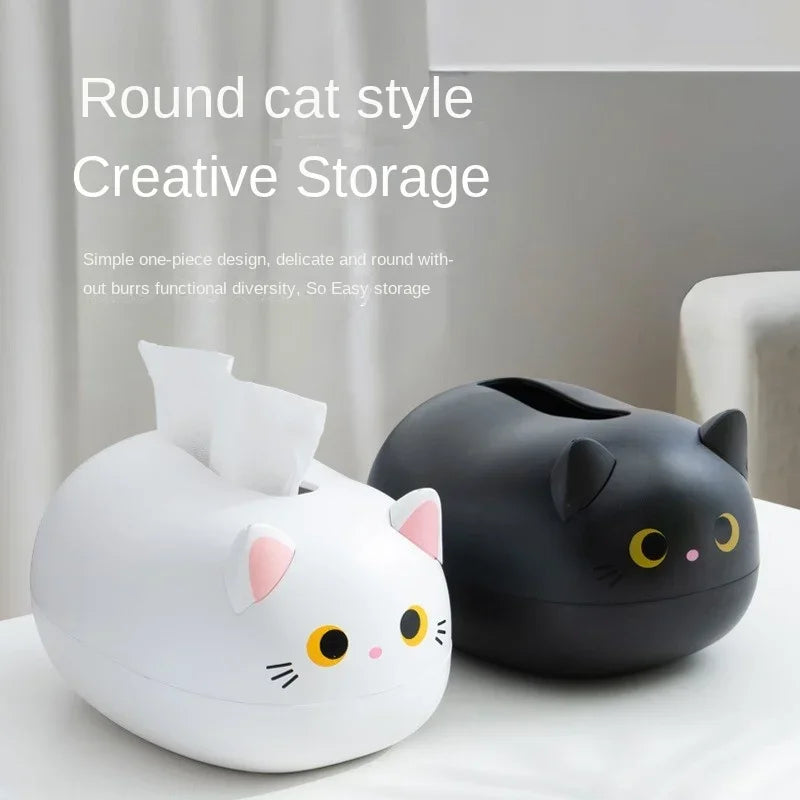 Kawaii Cat Tissue Box Livingroom Napkin Storage Box Kitchen Paper Container Desktop Toilet Paper Holder for Bathroom Dormitory