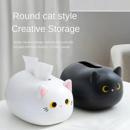 Kawaii Cat Tissue Box Livingroom Napkin Storage Box Kitchen Paper Container Desktop Toilet Paper Holder for Bathroom Dormitory
