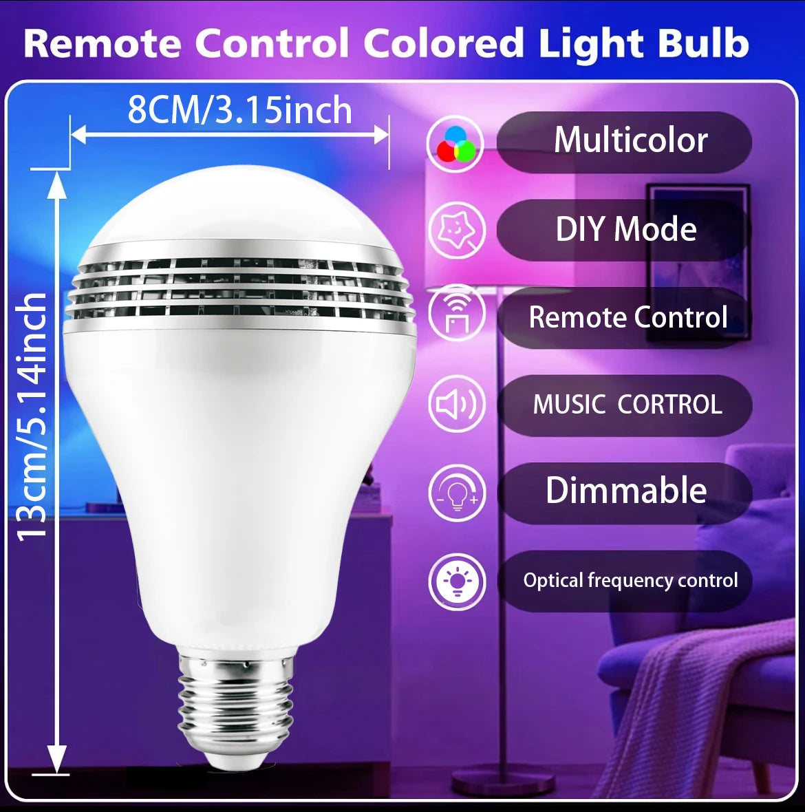 Bluetooth speaker function LED light bulb, APP control, E27 is an ideal choice for home, party, bedroom, and indoor light bulbs