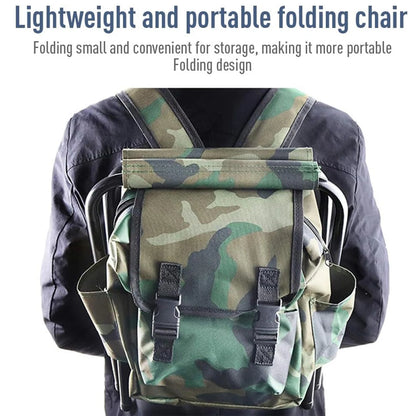Folding Camping Stool, 2 in 1 Portable Backpack Cooler for Hunting Fishing Hiking, Folding Camping Chair Outdoor Fishing Hunting