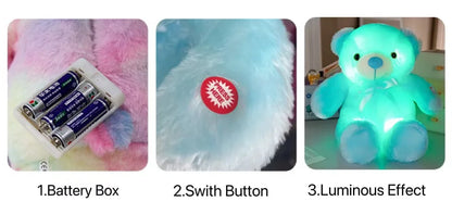 Colorful Glowing Bear Plush Toy Luminous Creative Light Up LED Teddy Bear Xmas Gift Kids Birthday Gift