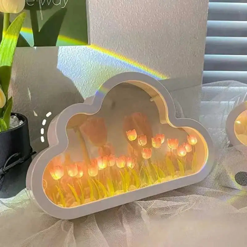 Handmade DIY Tulip Sea Luminous Ambient Light Ornament Creative Gift Valentine's Day Gift Home Decoration 20 Flowers