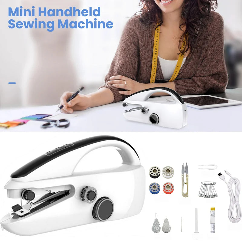 2025 New Mini Sewing Machine Handheld Mending Machine Plastic 2 Speed Single Thread Stitching Electric Sewing Small Gadget