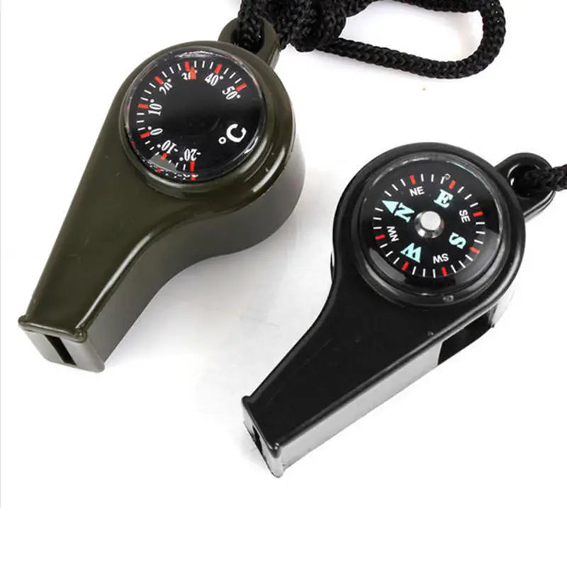 3-in-1 emergency survival whistle, compass, thermometer, referee cheerleading whistle, sports supplies