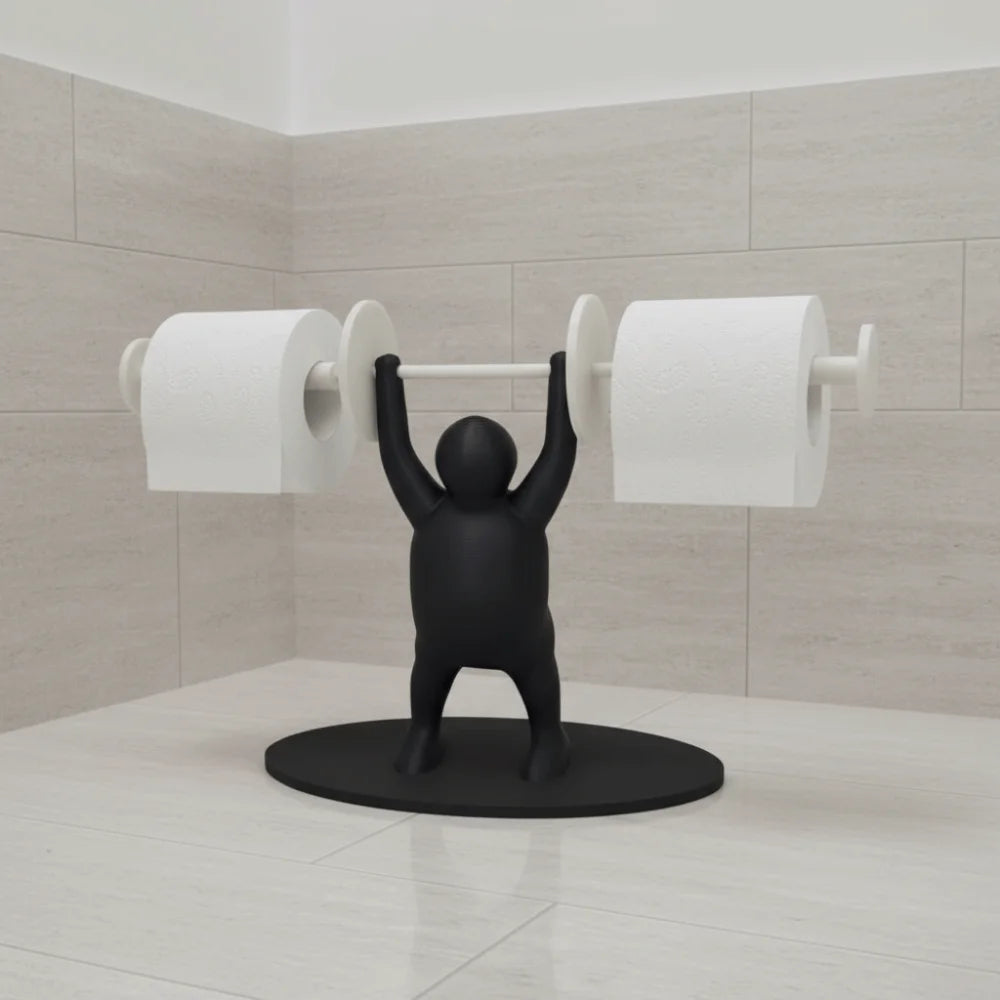 Funny Weightlifter Toilet Roll Holder Space Saving Plastic 3D Printed Toilet Paper Rack Fitness Themed
