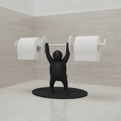 Funny Weightlifter Toilet Roll Holder Space Saving Plastic 3D Printed Toilet Paper Rack Fitness Themed