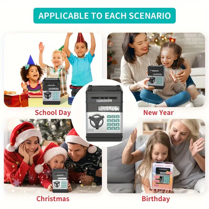 Creative Piggy Bank Automatic Mini Safe Coins Cash Saving Money Box Password Counter Code Key Lock Coin Bank ATM Child Gift