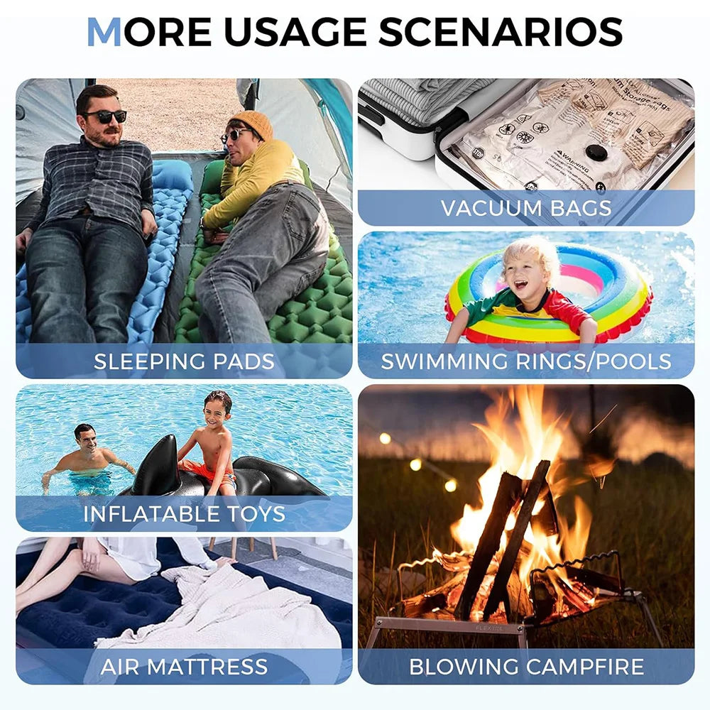 FLEXTAIL Portable Air Pump, Mini Camping Pump with Light, USB-C Charging, Ideal for Sleeping Pads, Air Bed Mattress, Vacuum Bags