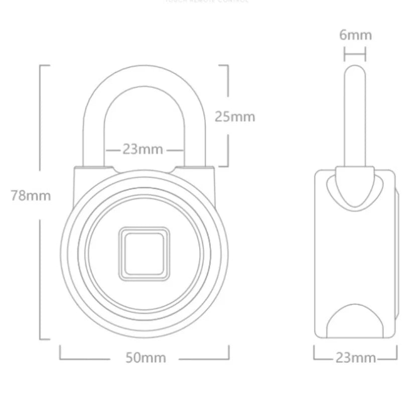 APP Smart Fingerprint Padlock Waterproof  Biometric Padlocks With Buit-in Rechargeable Battery USB Charge