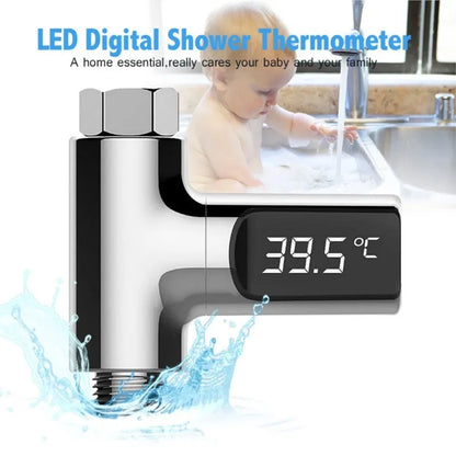 Smart LED Digital Shower Thermometer Kitchen Bathroom Faucet Shower Water Thermometer 360° Rotating Water Flow Power Generation