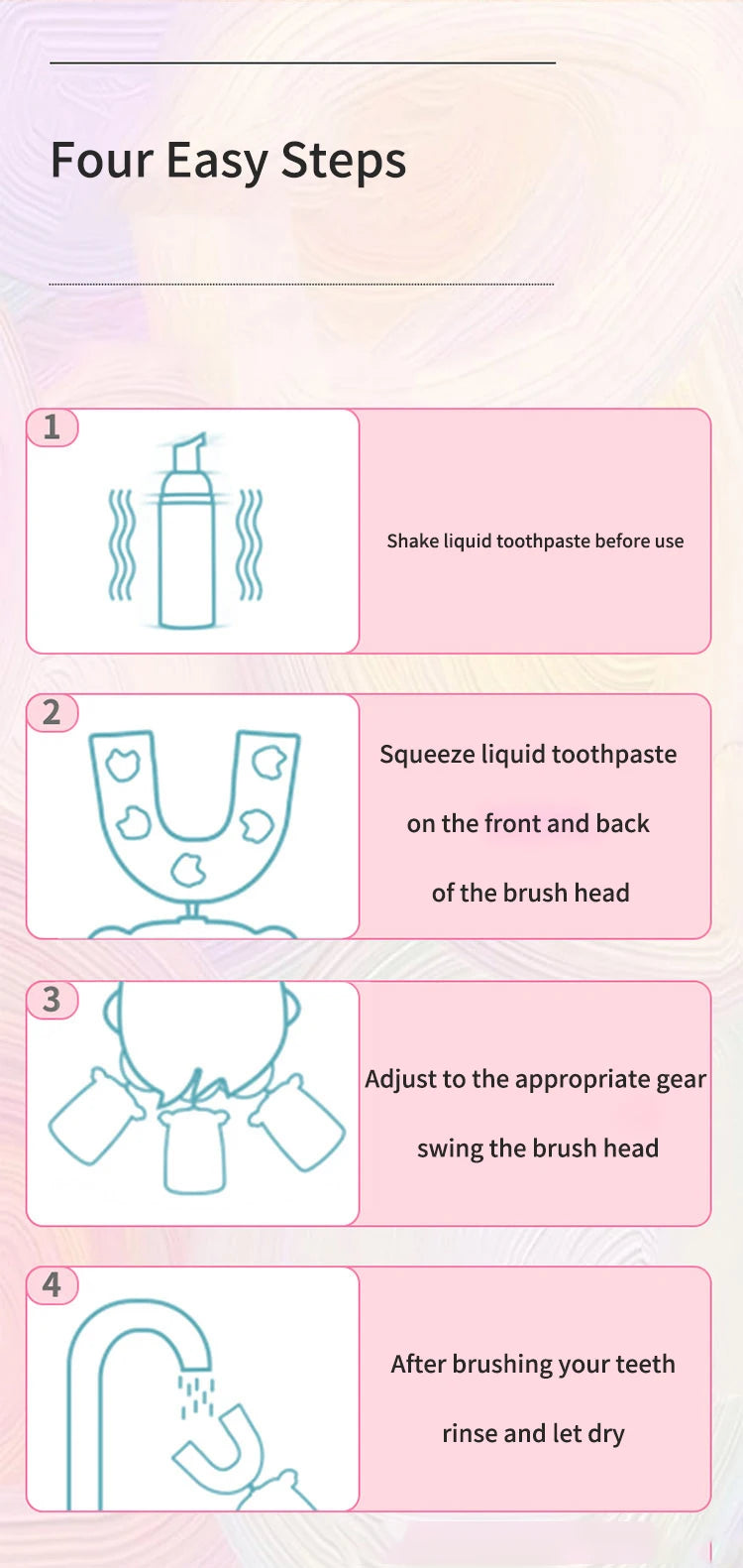 360° Sonic Electric Toothbrush for Kids Children U Shape Automatic Silicone Tooth Brush Smart Timer Rechargeable Blue Light IPX7