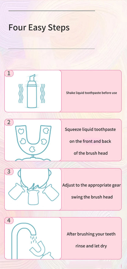 360° Sonic Electric Toothbrush for Kids Children U Shape Automatic Silicone Tooth Brush Smart Timer Rechargeable Blue Light IPX7