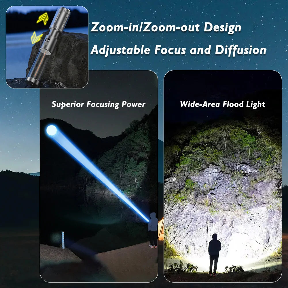 Rechargeable Outdoor Portable Hiking Camping Fishing Flashlight Telescoping Camping Lantern Telescopic Camping Light