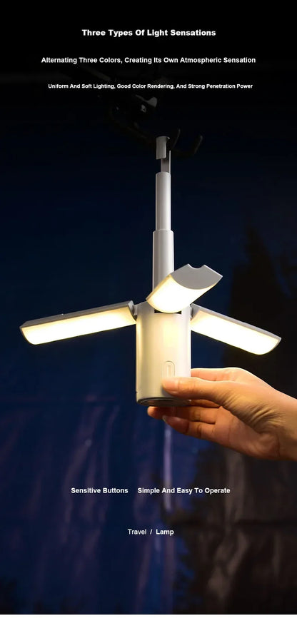 Folding Outdoor Camping Lamp Rechargeable Emergency Lamp High Capacity Lighting Torch Portable Tent Hanging Light Lantern