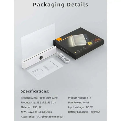 Smart LED Flat Panel Book Light Rechargeable Eye Protection Night Reading Reading Lamp For Students Indoor Use 2In1 Night Light