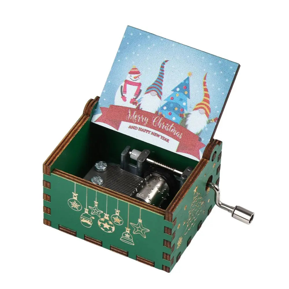 Vintage Engraving Wooden Music Box Hand-cranked Music Box Can't Help Falling in Love Music Box Wife Birthday Valentines Day Gift