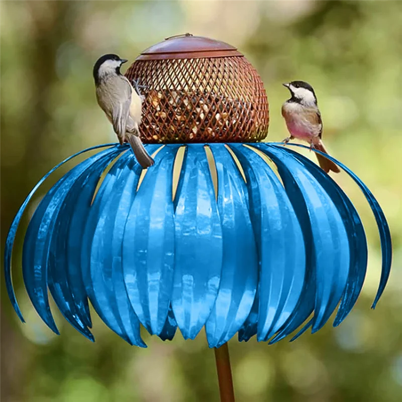 【Hot Cake】Red Bird Feeder Bottle With Stand Outdoor Garden Flower Shaped Bird Feeder Easy To Use