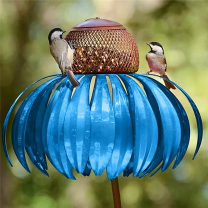 【Hot Cake】Red Bird Feeder Bottle With Stand Outdoor Garden Flower Shaped Bird Feeder Easy To Use