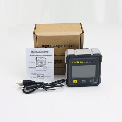 SHANHR Digital Angle Finder with Electronic Laser 4-Side Strong Magnetic Angle Gauge Woodworking Measuring Tool