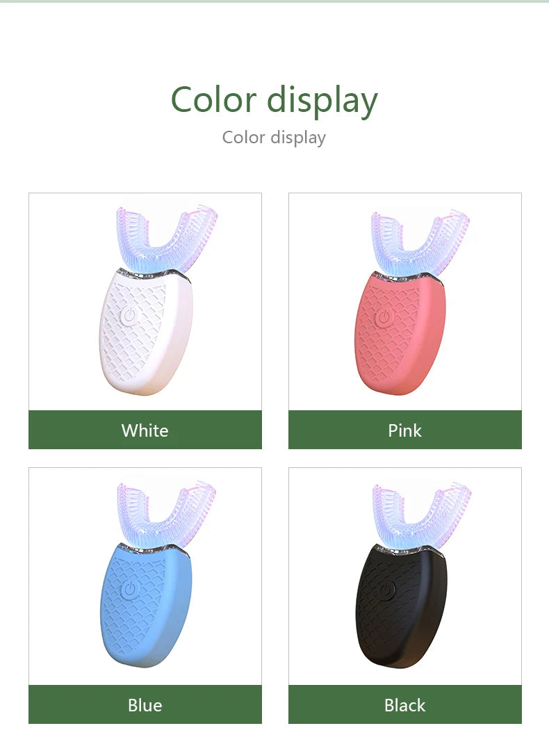 Intelligent U-Type Toothbrush 360 Degrees Sonic Electric Automatic with USB Charge Waterproof Silicon Head for Oral Care