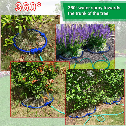 Tree Watering Ring Circle Sprinkler, Irrigation System with Y Hose Splitter, Outdoor Plants, Tree Watering, 360 °