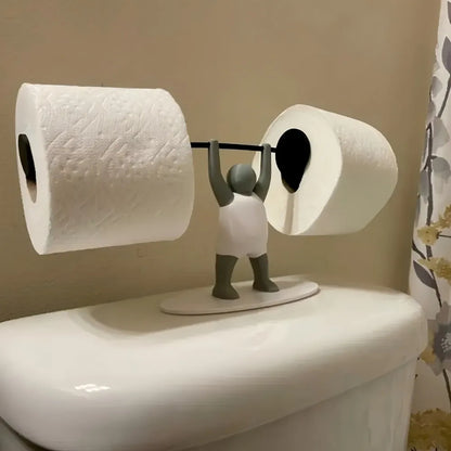Funny Weightlifter Toilet Roll Holder Space Saving Plastic 3D Printed Toilet Paper Rack Fitness Themed