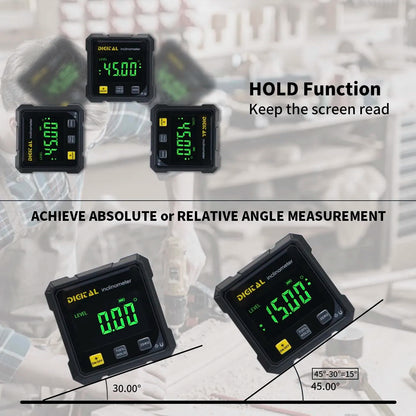 SHANHR Digital Angle Finder with Electronic Laser 4-Side Strong Magnetic Angle Gauge Woodworking Measuring Tool