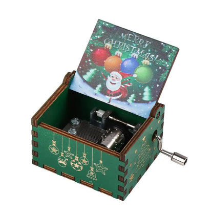 Vintage Engraving Wooden Music Box Hand-cranked Music Box Can't Help Falling in Love Music Box Wife Birthday Valentines Day Gift