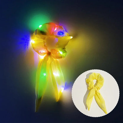 LED Luminous Scrunchies Hairband Women Glowing Elastic Hair Tie Hair Rope Girl Glow in the Dark Party Supplies Hair Accessory