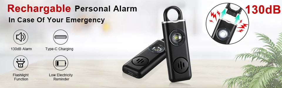 Hollarm Self Defense Personal Alarm for Women, Children, Elderly 130dB Siren Loud Rechargeable Keychain Alarm with LED Light