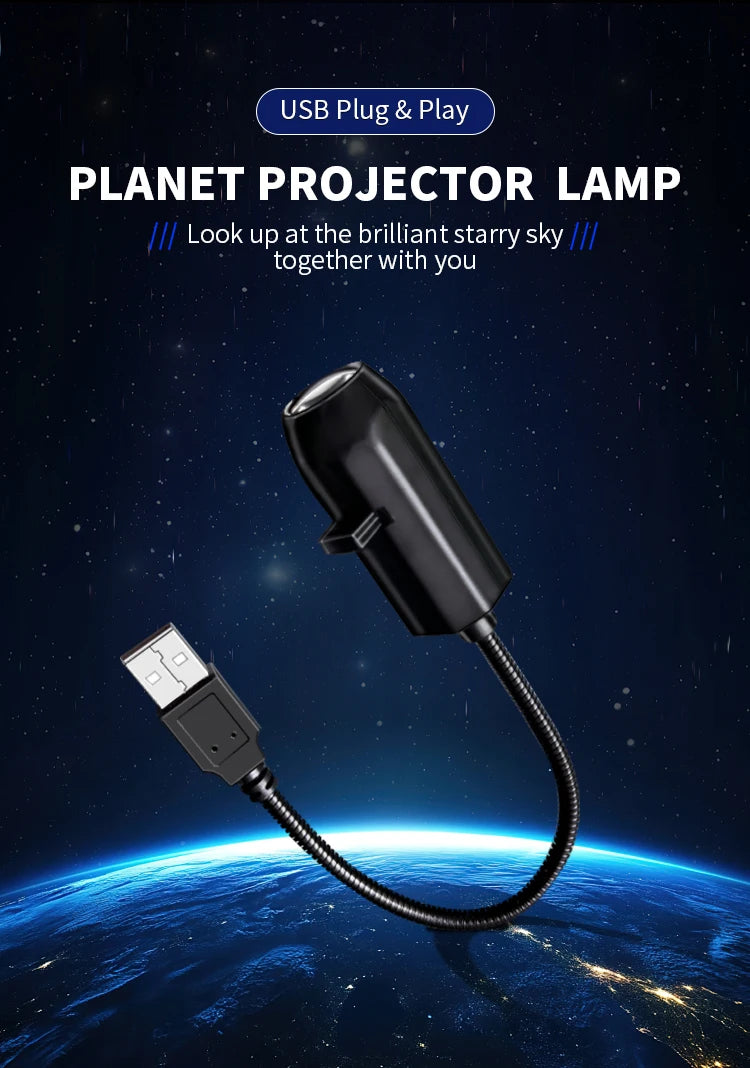 5V USB Projector Light Moon Earth Planet Night Light Switchable Pattern LED Projector Lamp for Room Ceiling Window Wall Decor