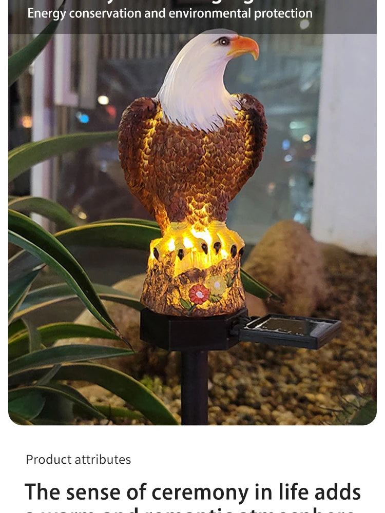 Solar Resin Eagle Lawn Lamp, Outdoor LED Ground Lamp, Patio Decorative Lamp, Garden Lawn Decorative Lamps