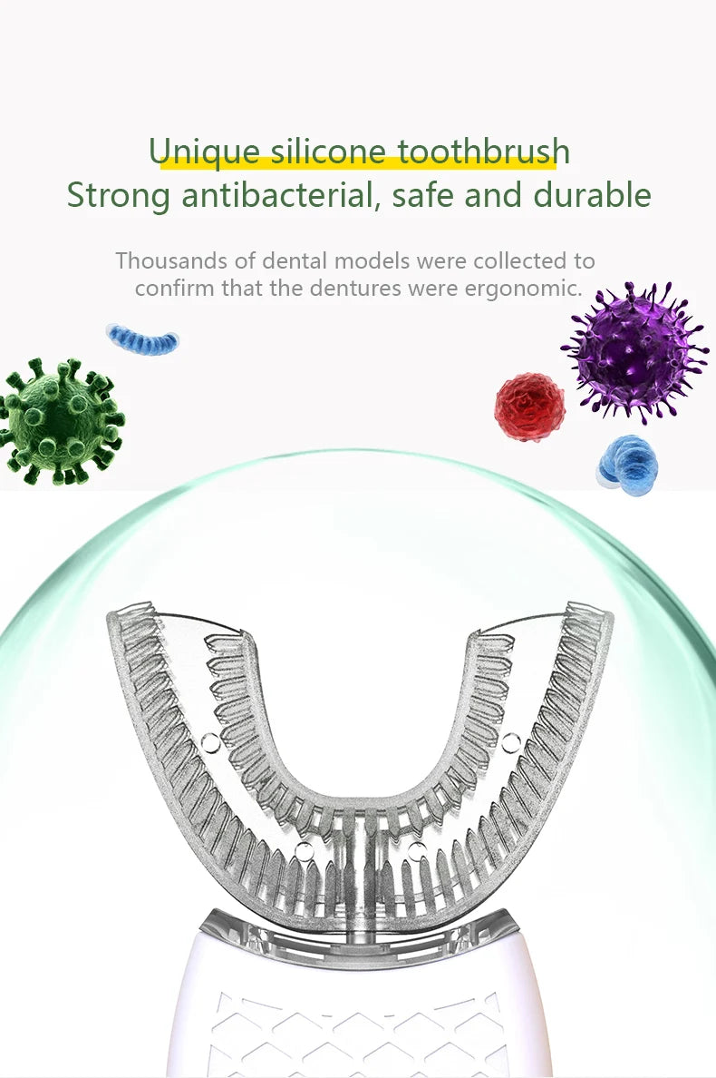 Intelligent U-Type Toothbrush 360 Degrees Sonic Electric Automatic with USB Charge Waterproof Silicon Head for Oral Care