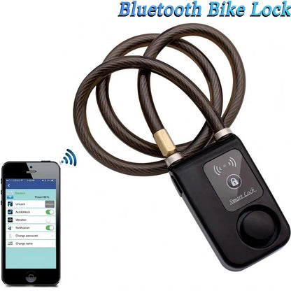 Bluetooth Smart Bike Lock Waterproof Anti Theft Password Lock Stainless Steel Chain Security Alarm for Bicycle Cycling