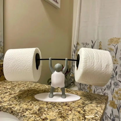 Funny Weightlifter Toilet Roll Holder Space Saving Plastic 3D Printed Toilet Paper Rack Fitness Themed