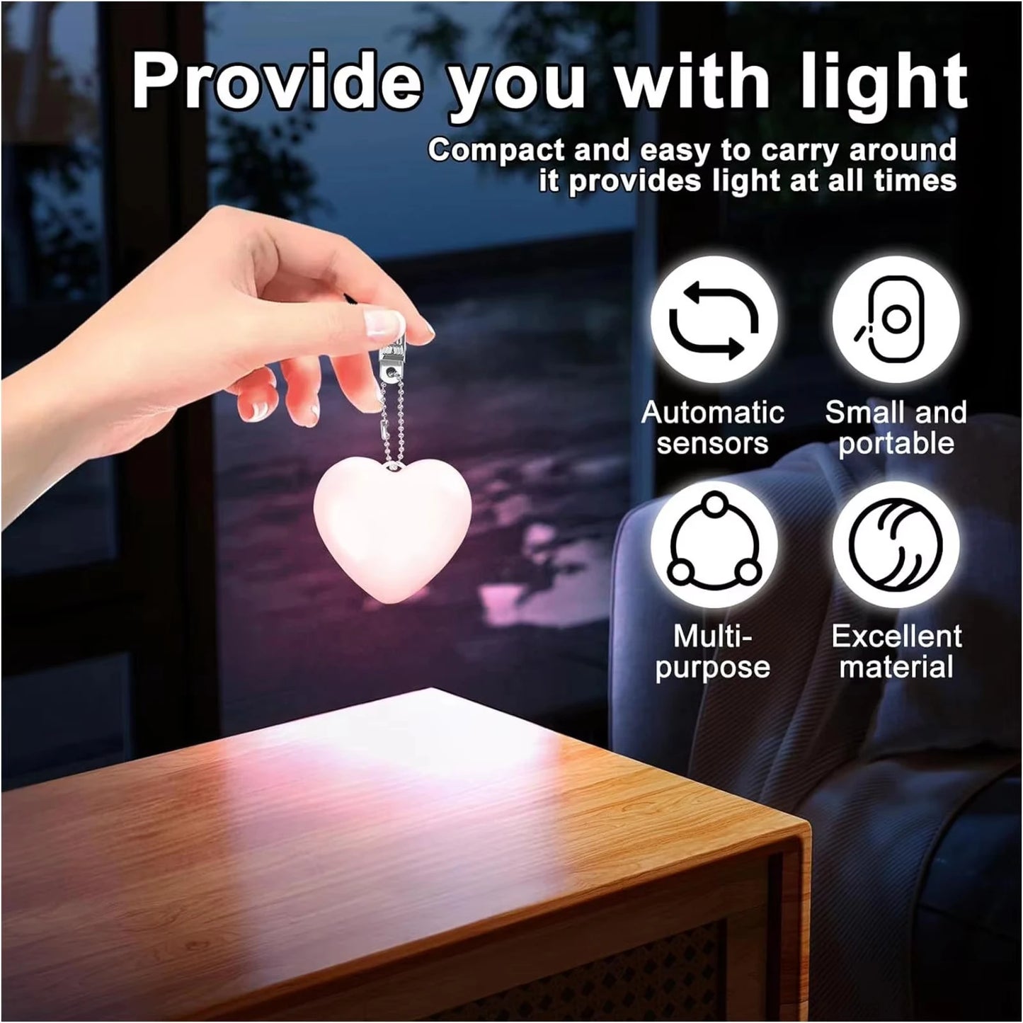 Glow Heart Light Rechargeable Purse Light Touch-Sensitive Heart Cloud Shaped LED Bag Lamp Women USB Charging Compact Wallet Ligh
