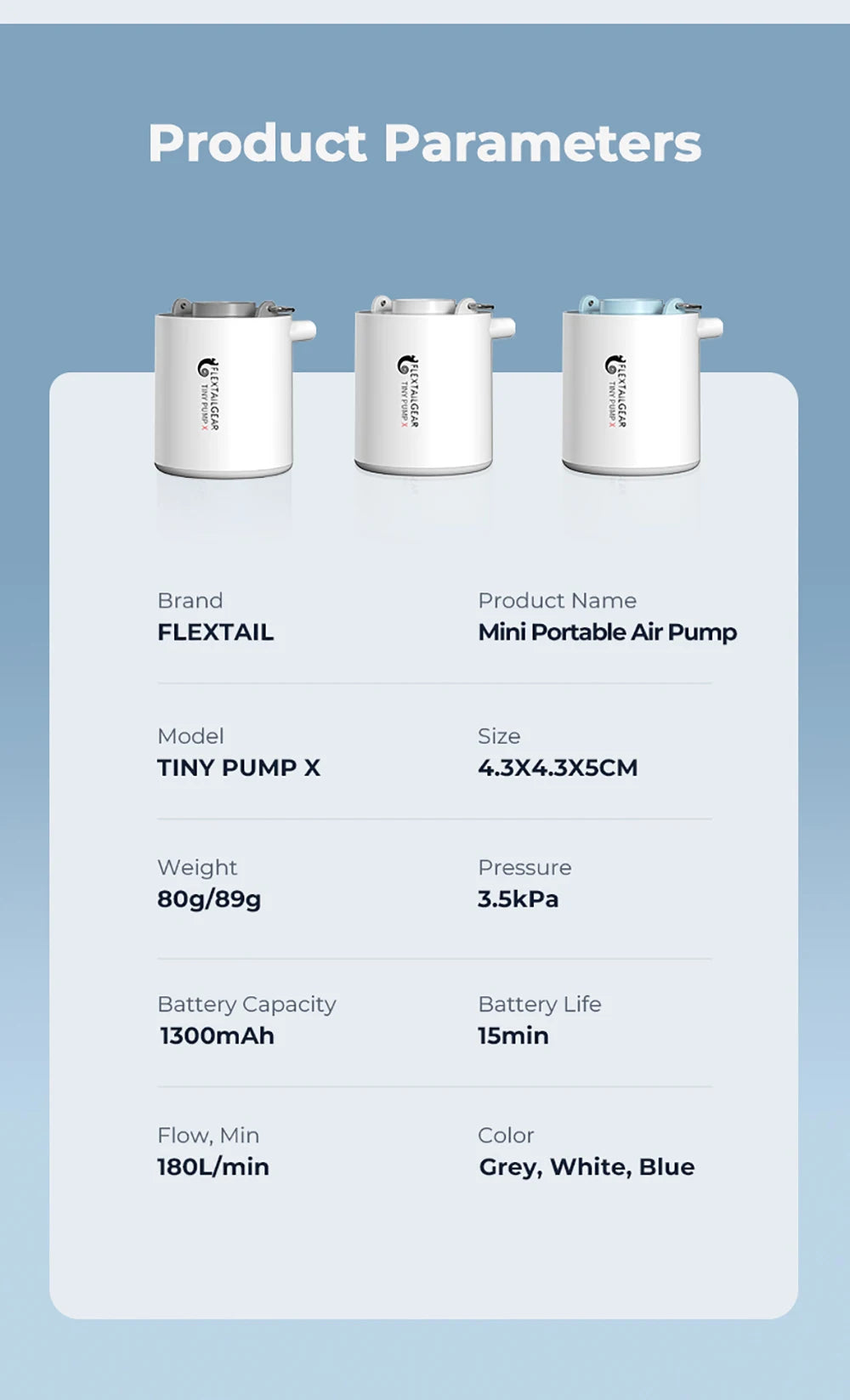 FLEXTAIL Portable Air Pump, Mini Camping Pump with Light, USB-C Charging, Ideal for Sleeping Pads, Air Bed Mattress, Vacuum Bags