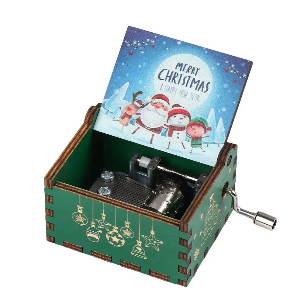 Vintage Engraving Wooden Music Box Hand-cranked Music Box Can't Help Falling in Love Music Box Wife Birthday Valentines Day Gift