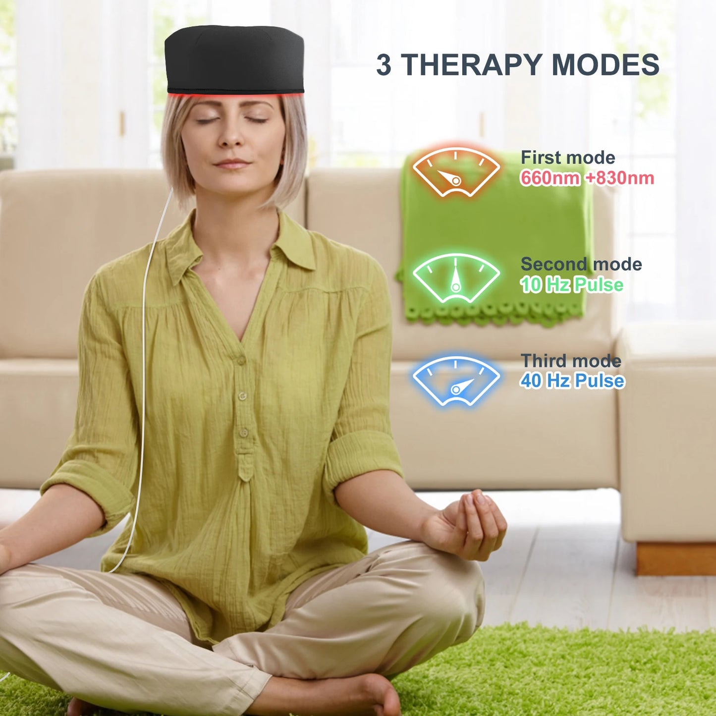 Red Light Therapy Hat Near Infrared LED Treatment Cap for Hair Growth Head Relaxation Scalp Relief Prevention Loss Device