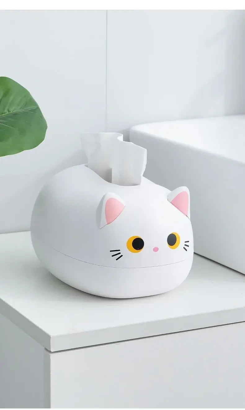 Kawaii Cat Tissue Box Livingroom Napkin Storage Box Kitchen Paper Container Desktop Toilet Paper Holder for Bathroom Dormitory