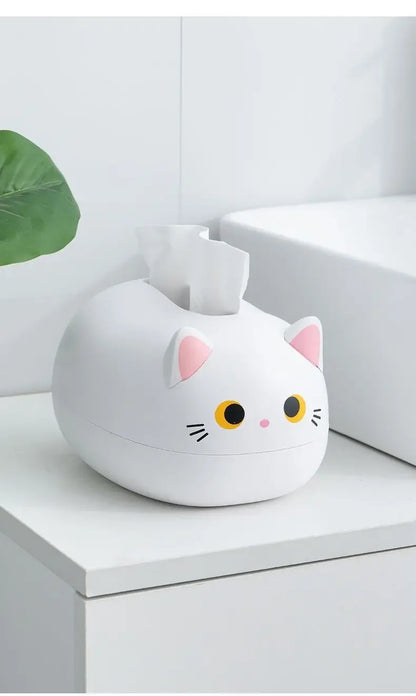 Kawaii Cat Tissue Box Livingroom Napkin Storage Box Kitchen Paper Container Desktop Toilet Paper Holder for Bathroom Dormitory