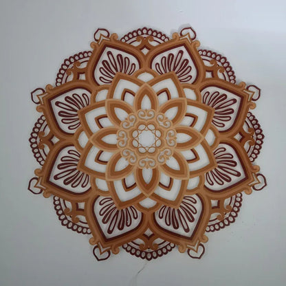 LED Mandala Lotus Lamp Night Light Wall Hanging Ornament Yoga Room Bedroom Home Decoration Accessories Wood Carving Art Statue