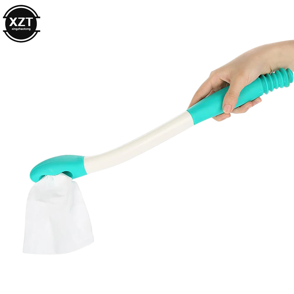 NEW Toilet Aid Comfort Bottom Wiper with Extended Handle Retractable Long Handle Reach Press Bend-free Paper Scrub Self Wipe Aid