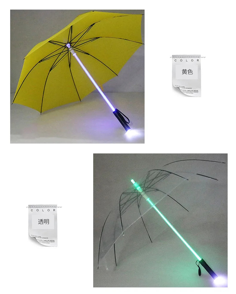 LED stick light luminous umbrella colorful creative lights fiber straight umbrella touch cloth luminous advertising umbrella