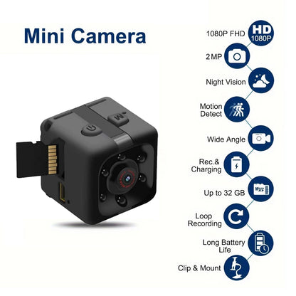 32GB Mini Camera, small Camera 1080P, Nanny Cam Full HD with Night Vision Motion Activation for Indoor Outdoor Covert Security